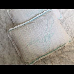 Pair of Anthropologie bird theme pillow shams